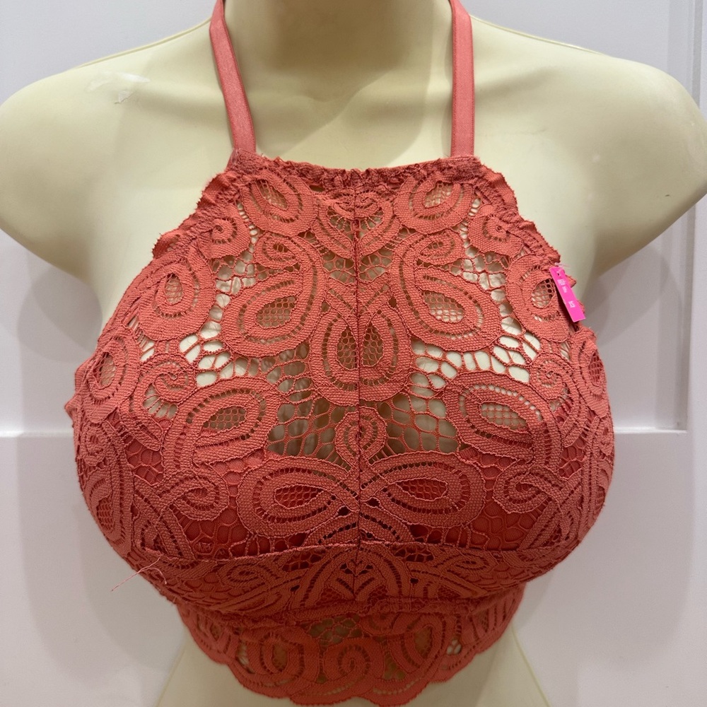 PINK Victoria's Secret Lace Halter Crop Top